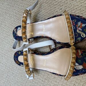 Christian Louboutin Floral and Gold Women's Sandals